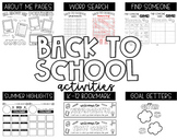 Back to School: Activities & Color Your Own Bookmark