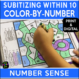 Color by Number Subitizing Worksheets | Number Recognition
