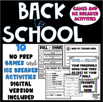 Preview of Back to School Activities - DIGITAL & PDF Available