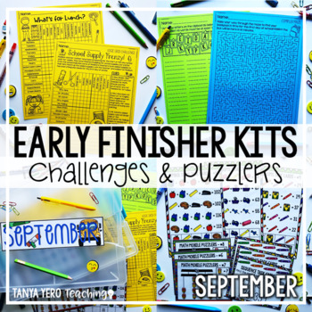 Preview of Back to School Early Finisher Activities  Math Enrichment September