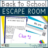 Back to School Activities Escape Room and STEM Game Elementary