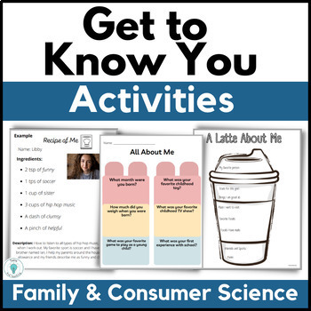 Preview of Back to School Activities - Family Consumer Science  High School, Middle School