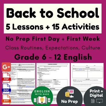 Preview of Back to School Activities | First Day and Week of School Lessons