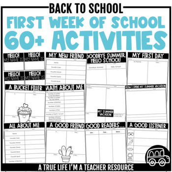 Preview of Back to School Activities First Week Beginning of the Year