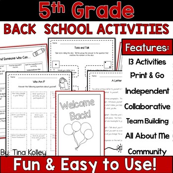 Preview of Back to School Activities  - First Week of School - 5th Grade Icebreakers