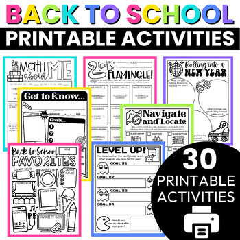 Preview of Back to School Activities | First Week of School | Beginning of Year Printables
