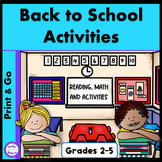 Back to School Activities First Week of School Math Readin