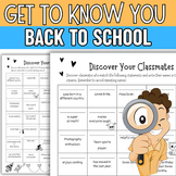 Get to know your classmates scavenger hunt | First Week of School