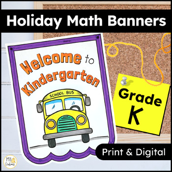 Preview of Back to School Activities - Holiday Math Banner - Kindergarten Review Worksheets