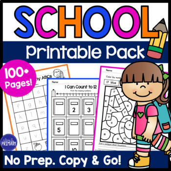 Preview of Back to School Packet, Beginning of Year Morning Work, Math & ELA Activities K-1