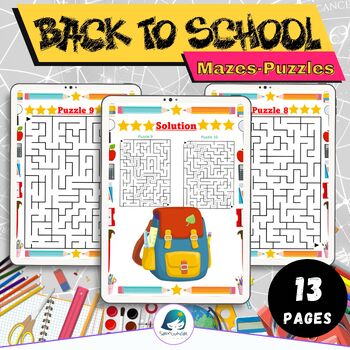 Preview of Back to School Activities "Mazes Puzzles" First Week of School