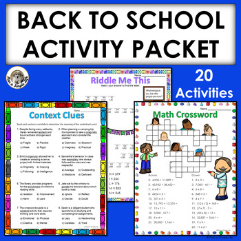 Preview of Back to School Activities – No Prep Math and Language Arts