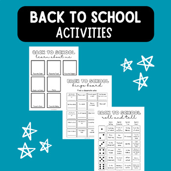 Preview of Back to School Activities Pack