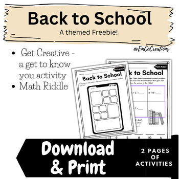 Preview of Back to School Activities Packet Freebie!
