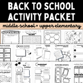 Back to School Activities Packet Middle School Early Finis
