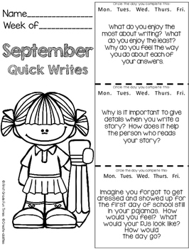 Back to School Activities Quick Writes for Upper Elementary | TPT