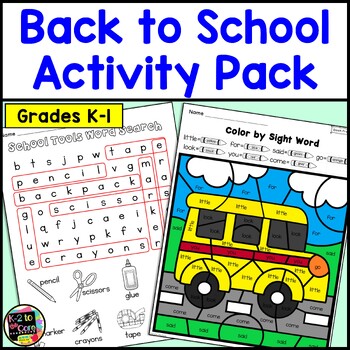 Preview of Back to School Activities Review Worksheet Packet | Busy Work | Early Finishers