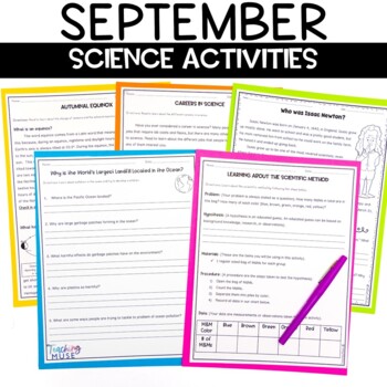 Preview of Back to School Activities Science September