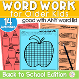Back to School Activities Spelling Practice Word Work for 