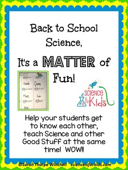 Preview of Back to School Activities States of Matter with Graphing and Data Collection