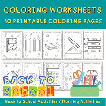 Stationery Coloring Pages | School Things Coloring Sheets | TPT