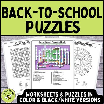 Preview of Back to School Activities Word Puzzles and Brain Teasers