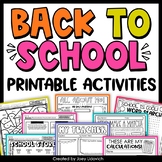 Back to School Activities & Worksheets | First Week of School