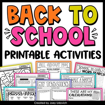 Preview of Back to School Activities & Worksheets | First Week of School