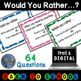Back to School Activities Would You Rather Digital Option