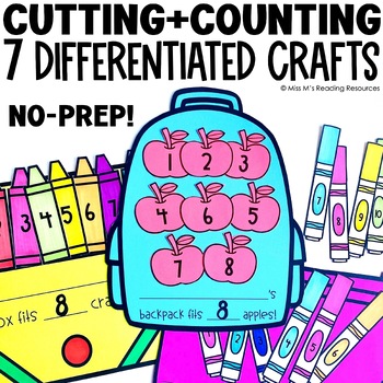Preview of Back to School Counting Crafts | Cutting Practice