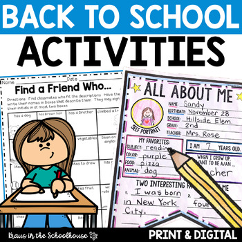 Preview of Back to School Activities and Worksheets | First Weeks of School Activities