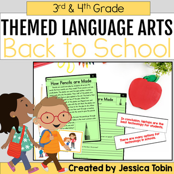Preview of Back to School Activities for ELA for 3rd & 4th Grade- Themed and Seasonal ELA