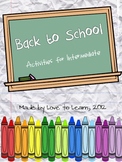 Back to School - Activities for Grades 3-5 (Intermediate)
