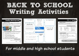 Back to School Writing Activities for Middle & High School