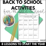Back to School Activities for Middle School ELA All About 