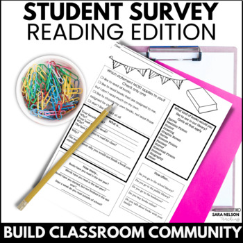 Preview of Back to School Activities for Middle School ELA Get to Know You Reader Survey