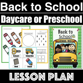 Preview of Week 1/2 Back to School Preschool or Daycare Lesson Plan