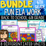 Back to School Activities for Sixth Grade ELA & Early Fini