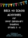 Back to School Activities for Upper Elementary Students Gr