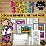 Back to School Activities for Writing and Math Color by Nu