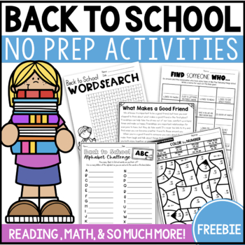 Preview of Back to School Activities for the First Week of School Math and Reading
