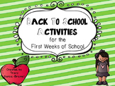 Back to School Activities for the First Weeks of School