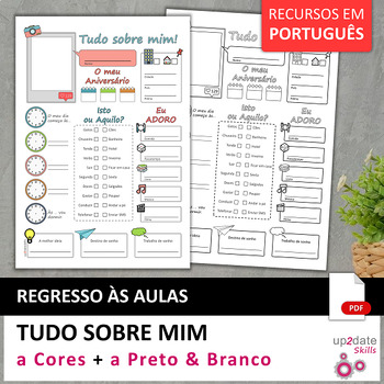 Preview of Tudo Sobre Mim (All About Me) Back-to-School Activity in Portuguese