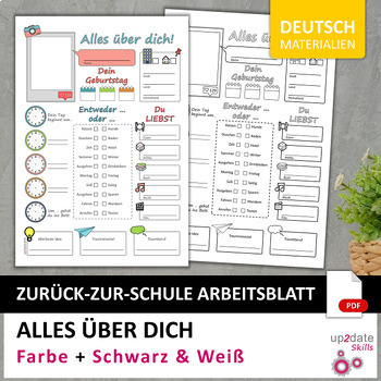 Preview of Alles Über Dich (All About You) Back-to-School Activity in German