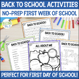 Back to School Activity Bundle- 5 No Prep Activities - the