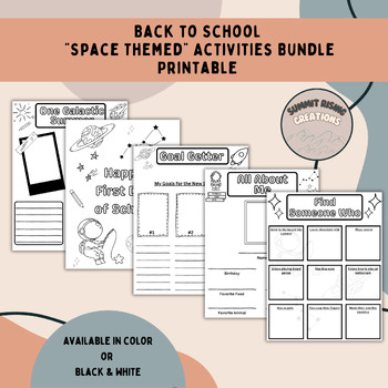 Preview of Back to School Activities | Worksheets | Class Builders | Space Theme |