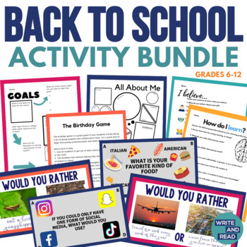 Preview of Back to School Activity Bundle for Middle and High School - Games and Activities