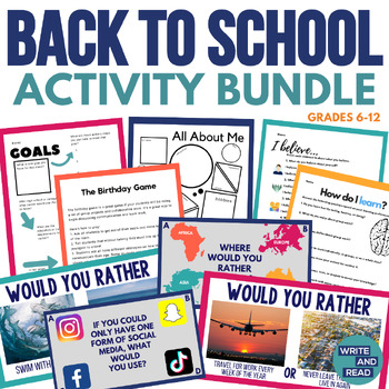 Preview of Back to School Activity Bundle for Middle and High School - Games and Activities