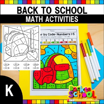 Preview of Back to School Activity, Color by Number, Activity for kids