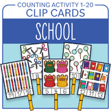 Back to School Counting Activity Number Clip Cards 1-20 Ki